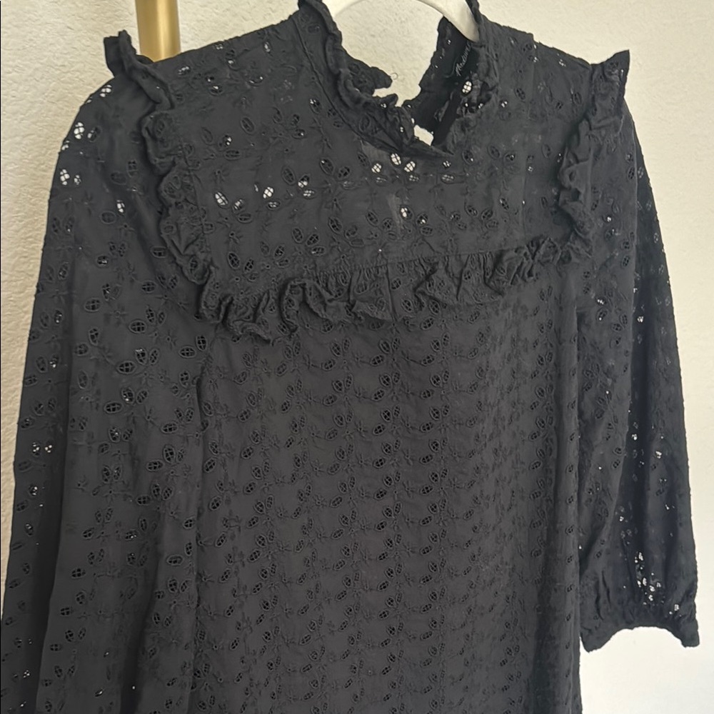 Madewell Black Dress with Bishop Sleeves